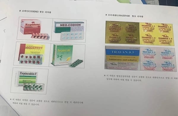 Danh sách thuốc cấm nhập cảnh hàn quốc
