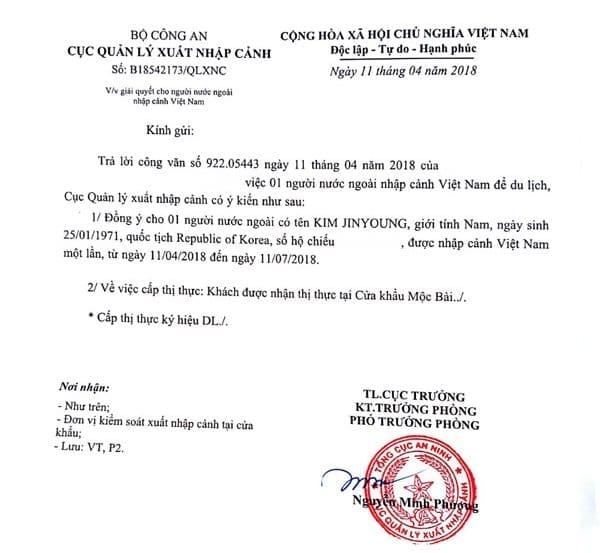 Điều kiện xin công văn nhập cảnh Việt Nam