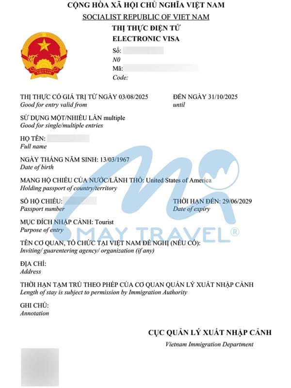 Các loại visa Việt Nam cho người Mỹ